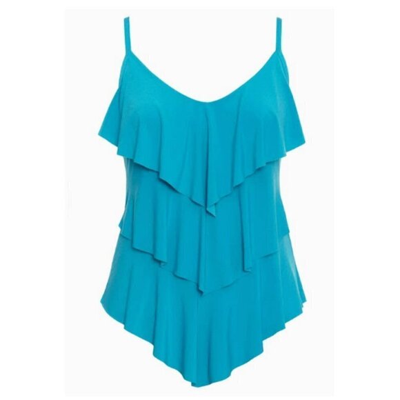 NWT Magicsuit by Miraclesuit Solid Rita Tired Ruffle Swim Tankini Top - Picture 4 of 8